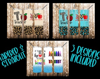 Insegnante 20 oz. Skinny Tumbler Design, Ci vuole un grande cuore per insegnare little minds PNG, Sublimation Tumbler Teacher Design, Peace Love Teach