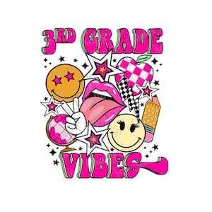 3rd Grade Vibes Retro Design, Back to School PNG, Colorful Cute Retro 3rd Grade PNG Design
