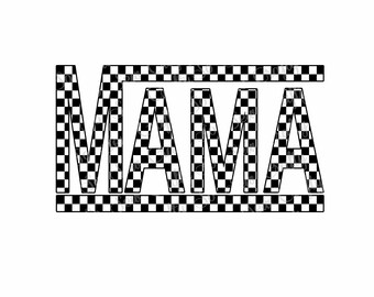 May include: Black and white checkered design spelling out the word "MAMA".