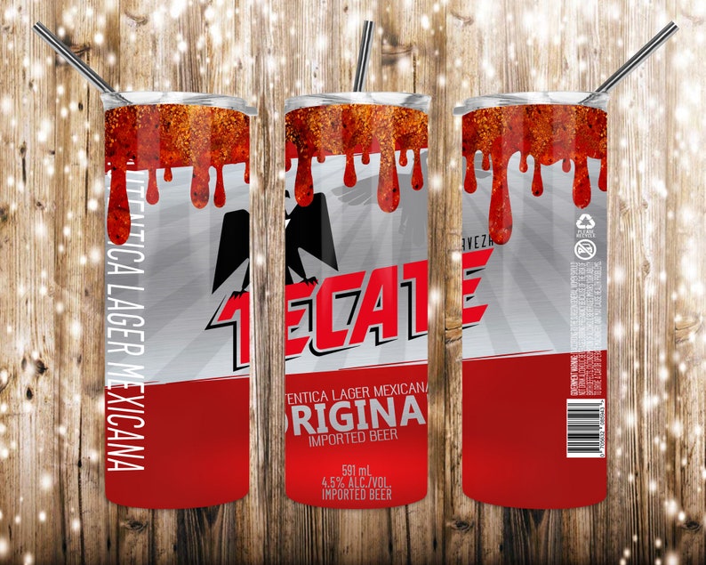 Tecate Beer With Rim Dip PNG 20oz Skinny Tumbler Design Etsy