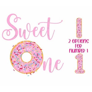 Sweet One PNG, Donut Sprinkles Design, Geburtstag bestreut Donut Design