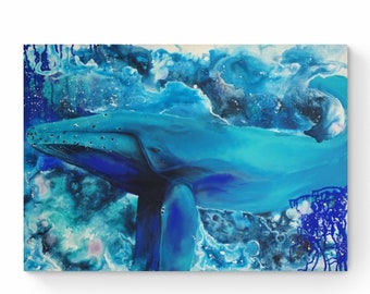 Acrylic painting Stefanie Spielberger "Whale" hand-painted picture art abstract 100 x 70 cm