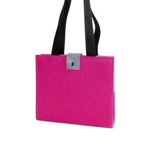 OrdnerTasche aus Filz pink-grau mit DIN A4-Ordner, Schultertasche, Bürotasche, Umhängetasche, Ordnerumschlag, Tragetasche Bild 1