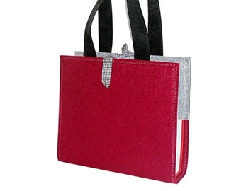 File bag made of felt with decorative seam with 1 A4 folder, shoulder bag, office bag, shoulder bag, folder envelope, carrying bag