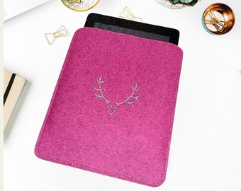 Wool Felt - Tablet case for iPad with strass magnolie, , laptop sleeve, laptop case, netbook case, notebook case