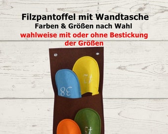 Filzpantoffel mit Wandtasche, Farben & Größen nach Wahl