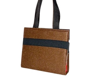 Folder bag made of felt brown/black 4 mm with 1 DIN A4 folder, shoulder bag, office bag, shoulder bag, folder envelope, carrying bag