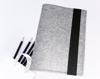 Writing folder felt A4 gray-bordeaux with block