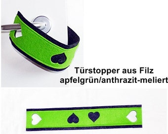 Türstopper auf Filz apfelgrün-anthrazit, Türstopper, Stopper, Stoßschutz, Klemmschutz, Türklemmschutz