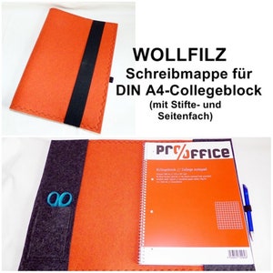Schreibmappe Wollfilz Collegeblock A4 Bild 3