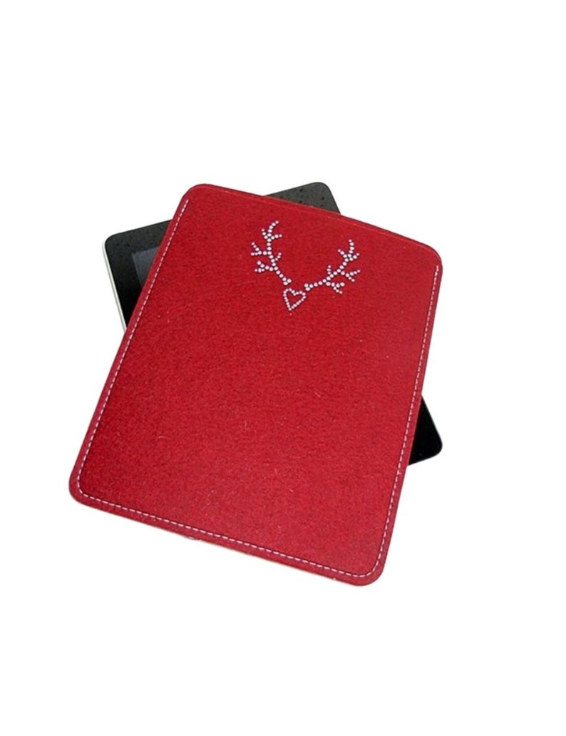 Wool Felt Tablet case voor iPad met strass bordeaux, , Laptop hoes, Laptop case, Netbook case, Notebook case afbeelding 2