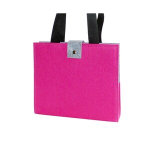 OrdnerTasche aus Filz pink-grau mit DIN A4-Ordner, Schultertasche, Bürotasche, Umhängetasche, Ordnerumschlag, Tragetasche Bild 3