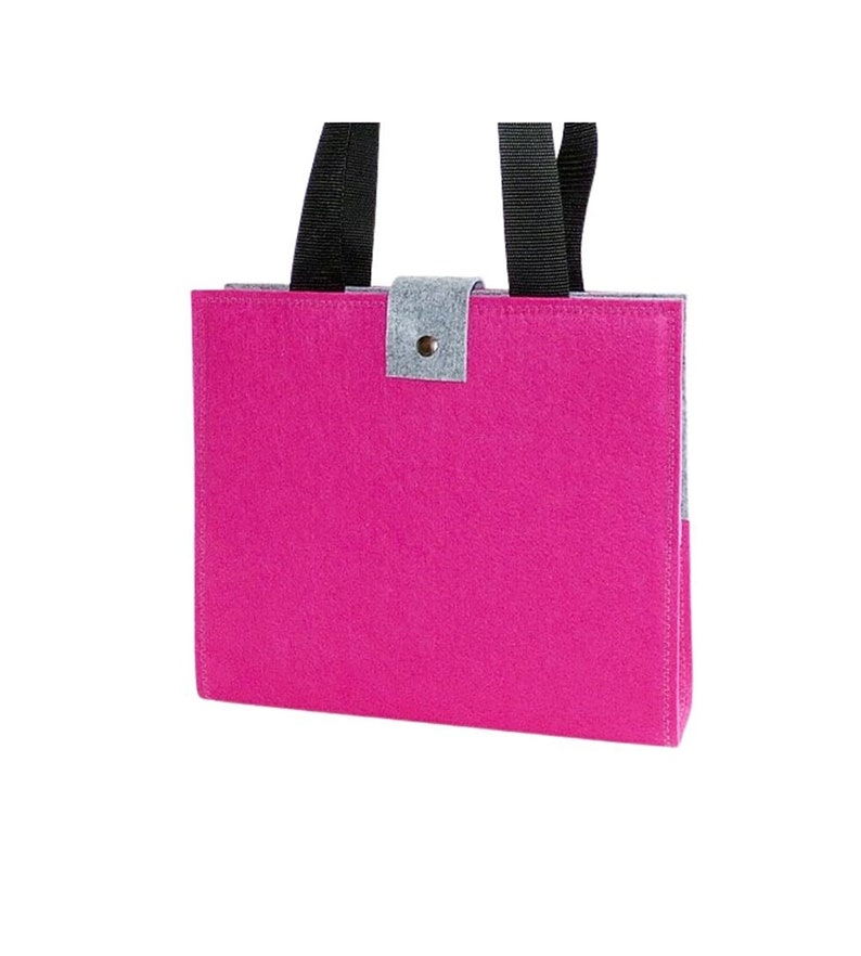 OrdnerTasche aus Filz pink-grau mit DIN A4-Ordner, Schultertasche, Bürotasche, Umhängetasche, Ordnerumschlag, Tragetasche Bild 3