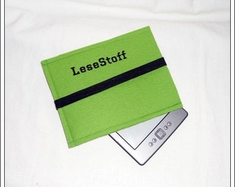 Wool felt sleeve e-book reader/Apple green embroidered, Filzhülle ebook, e-book-Readerhülle, Bag e-book, protective cover