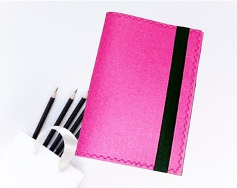 Writing folder felt DIN A4 pink-anthracite with block