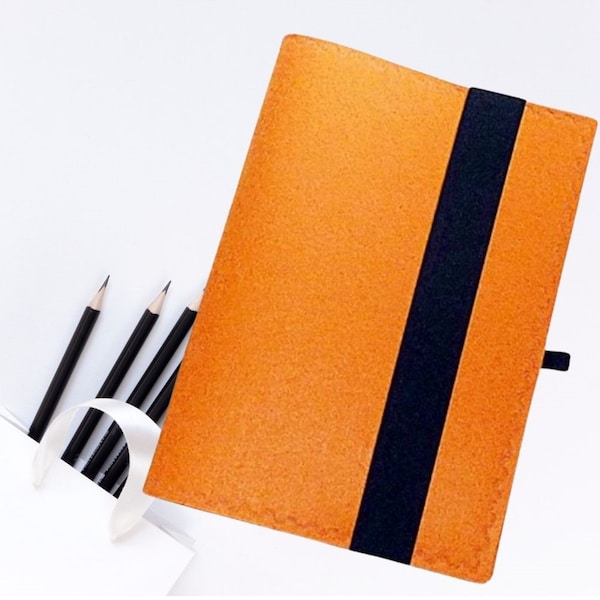 Writing folder felt A4 orange/grey with block