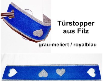 Inc sur feutre gris Heather/Royal Blue, butée de porte, bouchon, protection contre les chocs, protection des terminaux, bornes de porte