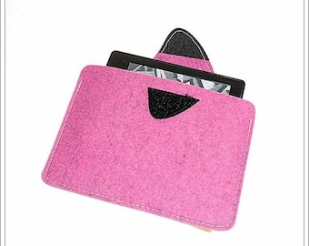 Wool felt sleeve e-book-reader-Pink-MeliertFilzhülle ebook, e-book-Readerhülle, Bag e-book, protective cover