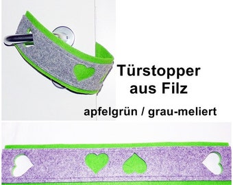 Türstopper auf Filz apfelgrün/grau-meliert, Türstopper, Stopper, Stoßschutz, Klemmschutz, Türklemmschutz