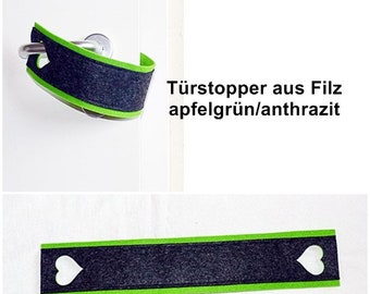 Türstopper auf Filz apfelgrün/anthrazit, Türstopper, Stopper, Stoßschutz, Klemmschutz, Türklemmschutz