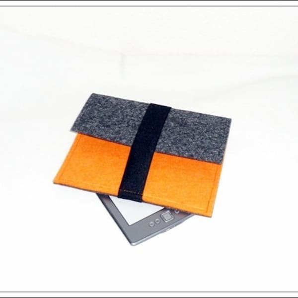 Filzhülle e-book-reader/orange-Anthracite felt sleeve ebook, e-book-Readerhülle, Bag e-book, protective cover