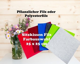 Sitzkissen Filz, 25x25 cm, Wunschfarbe