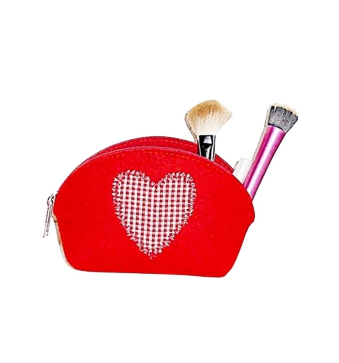 Wool Felt Cosmetic Bag With Hearts Red Etsy UK