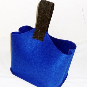 FILZTasche / Shopper royalblau-anthrazit, Schultertasche, Umhängetasche, Handtasche, Tragetasche Bild 4