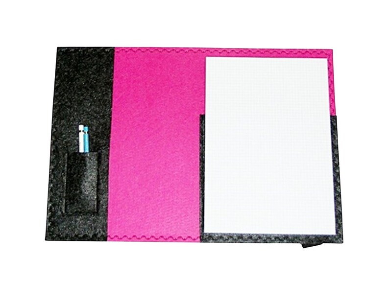 Schreibmappe Filz DIN A4 pink-anthrazit mit Block Bild 2