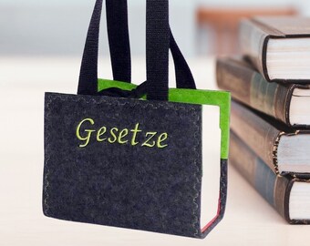 Schönfelder, bag with ornamental seam, Beautiful field bag, wool felt, embroidered, anthracite, law bag, carrying bag