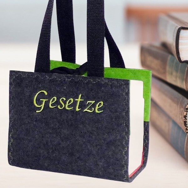 Schönfelder, Tasche mit Ziernaht, Schönfeldertasche, Wollfilz, bestickt, anthrazit, Gesetztasche, Tragetasche