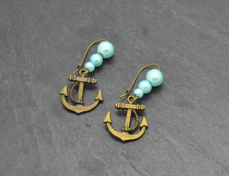 Vintage Earrings with beads Anchor