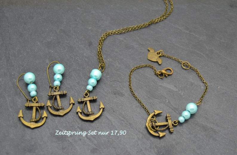 Vintage Earrings with beads Anchor
