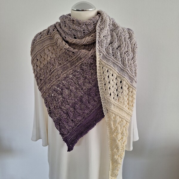 Hand-knitted lace shawl