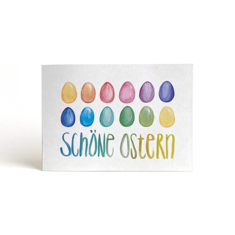 Karte Ostern Postkarte Schöne Ostern Osterkarte Frühling bunte Eier Ostereier Osterwünsche Eierfärben dekorieren Bild 1