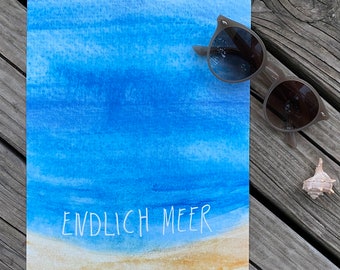 Poster Endlich Meer | Print | Meer | maritim | Strand | Urlaub | Wanddeko | Sehnsucht | Kunstdruck | Reise |Nordsee | Ostsee | mediterran