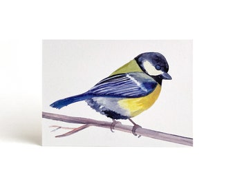 Karte Meise | Postkarte | Singvogel | Winterkarte | Grußkarte | Blaumeise | Kohlmeise | Vögelchen | Tier | bunt