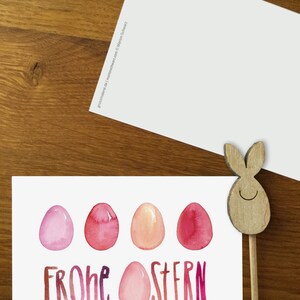 Karte Frohe Ostern Postkarte Osterkarte Frühling bunte Eier Ostereier Osterwünsche Eierfärben dekorieren Bild 3