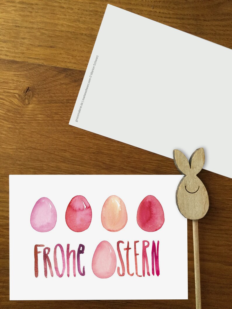 Karte Frohe Ostern Postkarte Osterkarte Frühling bunte Eier Ostereier Osterwünsche Eierfärben dekorieren Bild 3