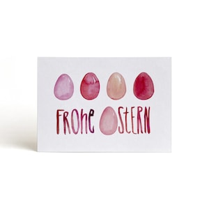 Karte Frohe Ostern Postkarte Osterkarte Frühling bunte Eier Ostereier Osterwünsche Eierfärben dekorieren Bild 1
