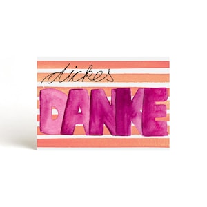 Karte Dickes Danke | Postkarte | Dankeskarte | Dankeschön | Danksagungskarte | vielen Dank | Streifen | Bedanken | Danksagung | Dankbarkeit