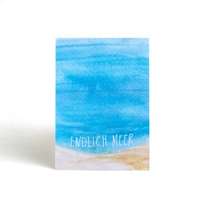 Karte Endlich Meer | Postkarte | Sommergrüße | Urlaubsgrüße | Urlaubskarte | maritim | Strand | Wanddeko | Sehnsucht | Nordsee | Ostsee