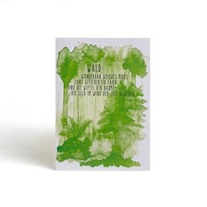 Karte Wald | Postkarte | Geburtstag | Gruß | Moos | Farn | Bäume | Tannen | Achtsamkeit | Waldbaden | Aquarell | Natur | Klima | Auszeit