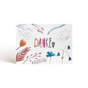 Karte Danke | Postkarte | Dankeskarte | Dankeschön | Danksagungskarte | vielen Dank | Blumen | Bedanken | Danksagung | Trockenblumen