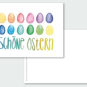 Karte Ostern Postkarte Schöne Ostern Osterkarte Frühling bunte Eier Ostereier Osterwünsche Eierfärben dekorieren Bild 2
