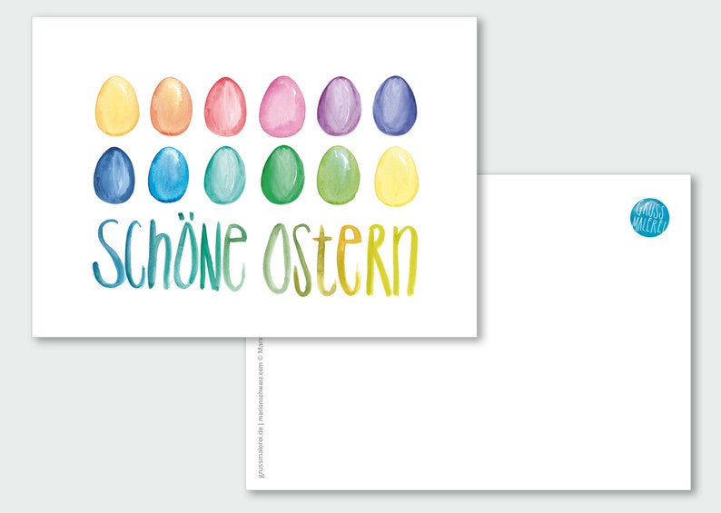 Karte Ostern Postkarte Schöne Ostern Osterkarte Frühling bunte Eier Ostereier Osterwünsche Eierfärben dekorieren Bild 2