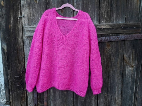 Hot pink deals oversized sweater