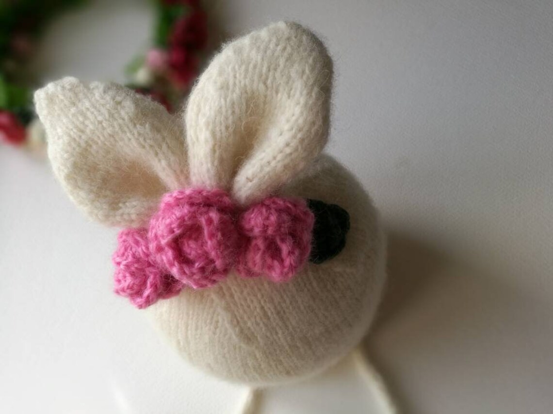 Hand knit hat with bunny ears toddler knitwear baby hat Etsy