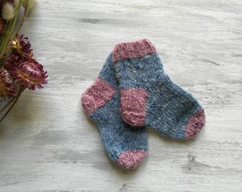 Wool socks for baby Tweed baby socks Knitted baby socks