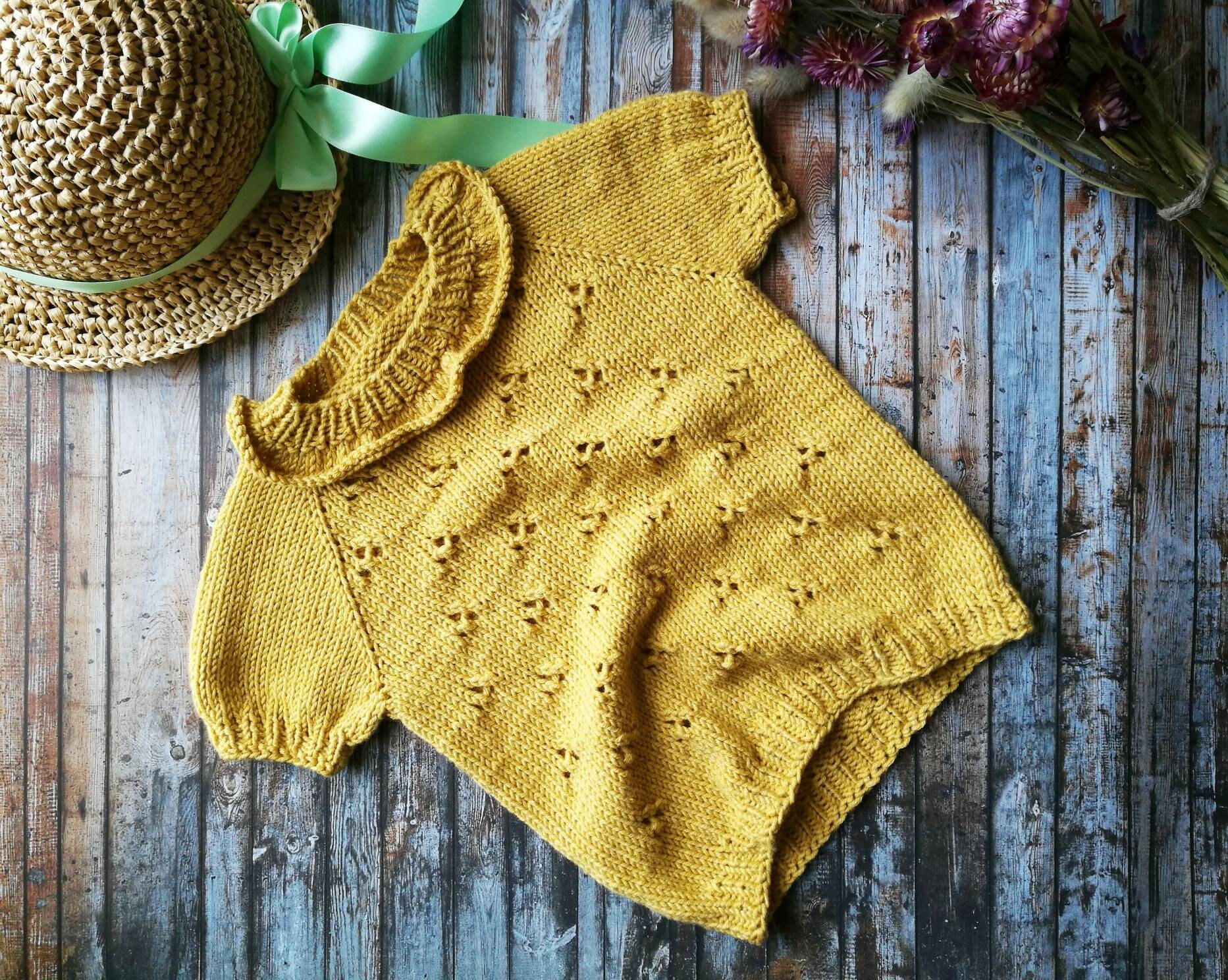 Baby Ruffle Top Cotton Baby Top Knitted Baby Sweater Mustard Girl Top Etsy Canada